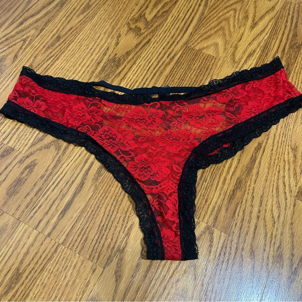Glitter Brand Red and Black Lace Panties